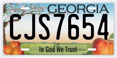 GA license plate CJS7654