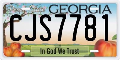 GA license plate CJS7781