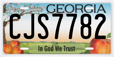 GA license plate CJS7782