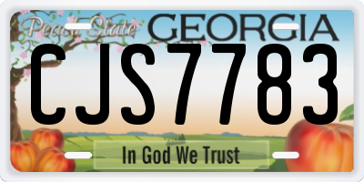 GA license plate CJS7783