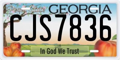 GA license plate CJS7836