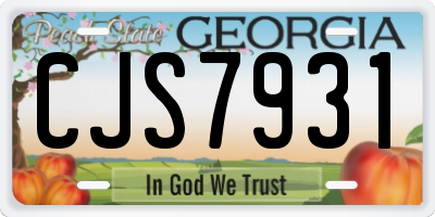 GA license plate CJS7931