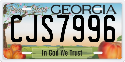 GA license plate CJS7996
