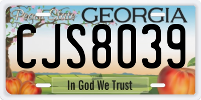 GA license plate CJS8039