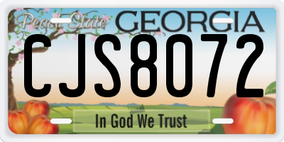 GA license plate CJS8072