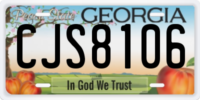 GA license plate CJS8106