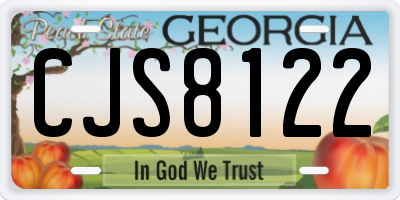 GA license plate CJS8122