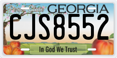 GA license plate CJS8552