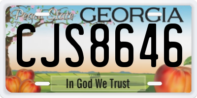 GA license plate CJS8646