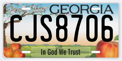 GA license plate CJS8706