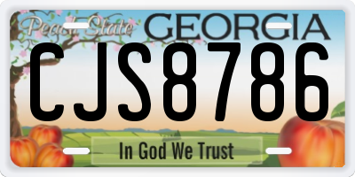 GA license plate CJS8786