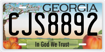 GA license plate CJS8892