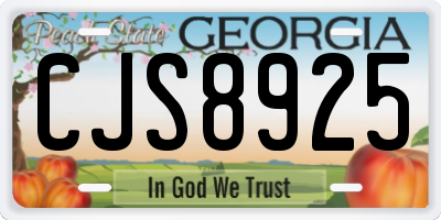 GA license plate CJS8925