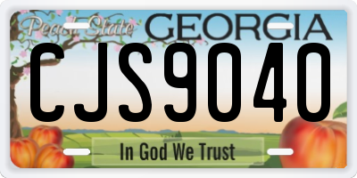 GA license plate CJS9040