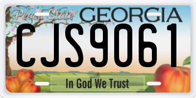 GA license plate CJS9061