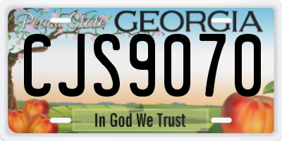 GA license plate CJS9070