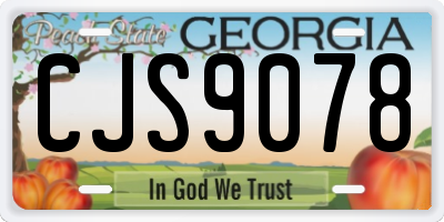 GA license plate CJS9078