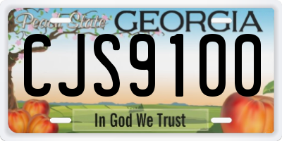 GA license plate CJS9100