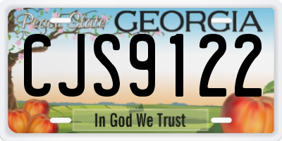 GA license plate CJS9122