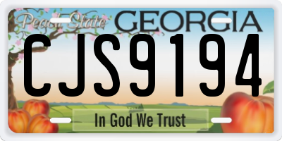GA license plate CJS9194