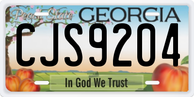 GA license plate CJS9204