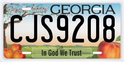 GA license plate CJS9208