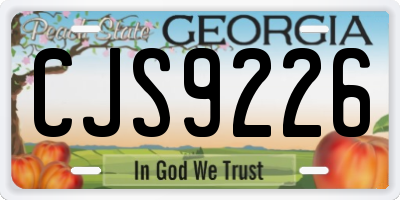 GA license plate CJS9226