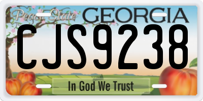 GA license plate CJS9238