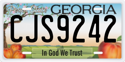 GA license plate CJS9242