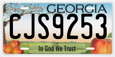 GA license plate CJS9253