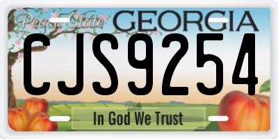 GA license plate CJS9254