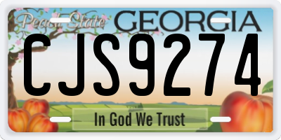 GA license plate CJS9274