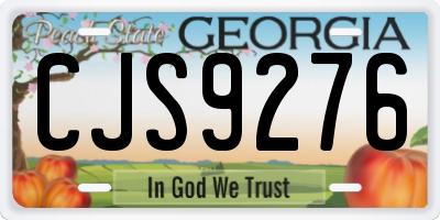 GA license plate CJS9276