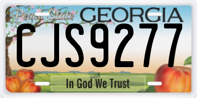 GA license plate CJS9277