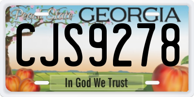 GA license plate CJS9278