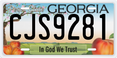 GA license plate CJS9281