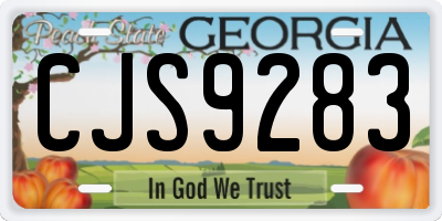 GA license plate CJS9283