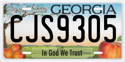 GA license plate CJS9305