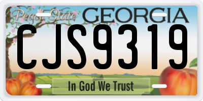 GA license plate CJS9319