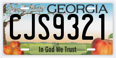 GA license plate CJS9321