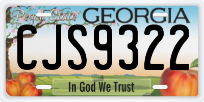 GA license plate CJS9322