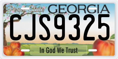 GA license plate CJS9325