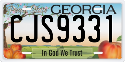 GA license plate CJS9331