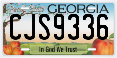 GA license plate CJS9336