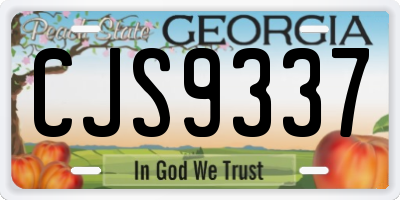 GA license plate CJS9337