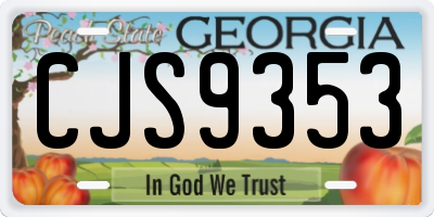 GA license plate CJS9353