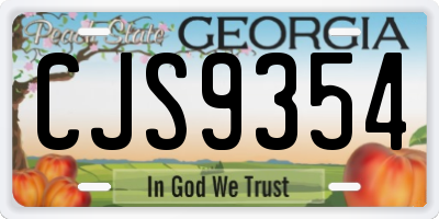 GA license plate CJS9354