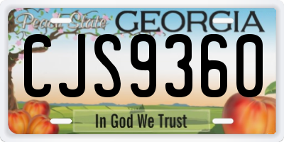 GA license plate CJS9360