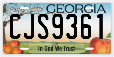 GA license plate CJS9361