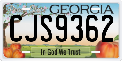 GA license plate CJS9362